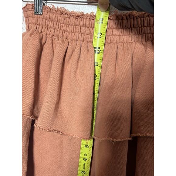 Aerie Hoodie Mini Skirt Ruffled Rust Orange Size Extra Small 100% Cotton - Picture 5 of 5